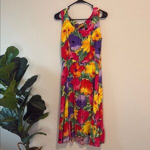 Vintage Made in USA Floral Sleeveless Dress - Multicolor